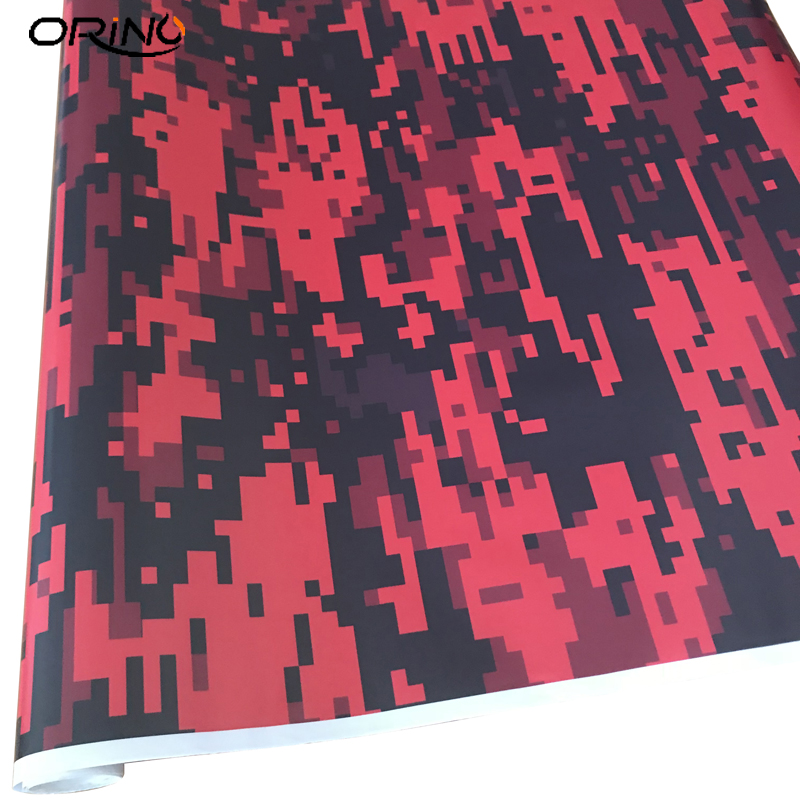 Black Red Digital Camouflage Car Vinyl Wrap Film Roll Pixel Car Sticker Foil Sheet For Vehicle Wrapping Covering Air Bubble Free