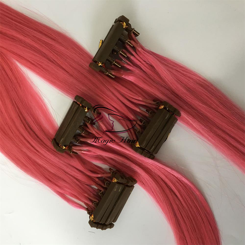 2019 New Products Hair Second Customized Color Available 6D Human Hair Extensions pink# Highlight 50grams/bag Can Be Styled With Iron