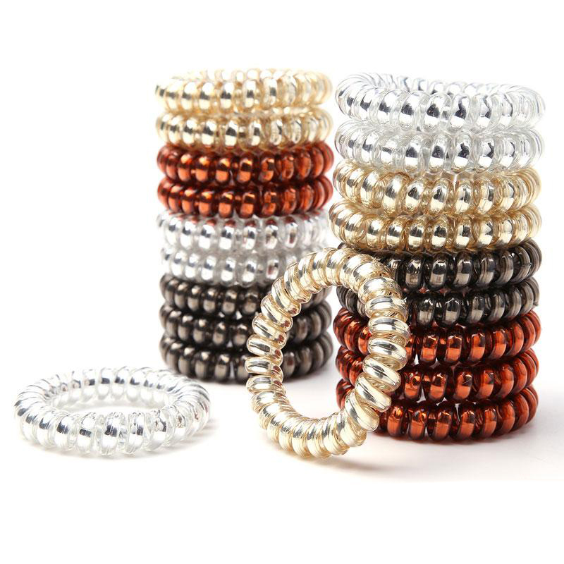 Mixed color Telephone Wire Cord Gum Hair Tie Girls Elastic Hair Band Ring Rope Bracelets Stretchy Scrunchy Jewelry
