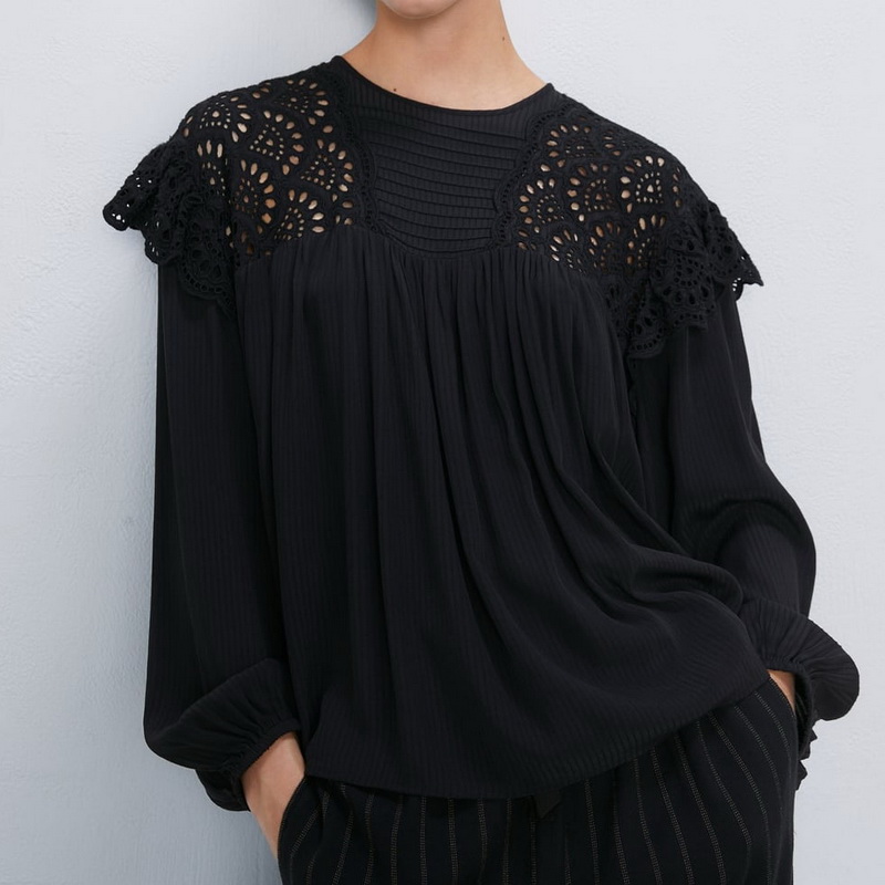 Loose Women Blouse Black Lack Shirt Autumn 2019 New Fashion Long Sleeve Stylish Tops Modern Lady Loose Pullovers
Loose Women Blouse Black Lack Shirt Autumn 2019 New Fashion Long Sleeve Stylish Tops Modern Lady Loose Pullovers