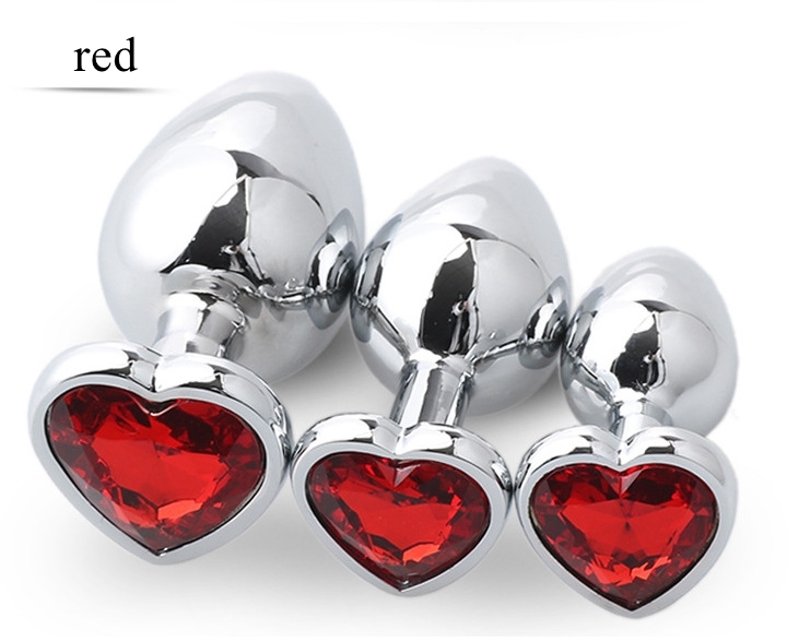 3pcs/Set Metal Butt Plug Heart-shaped Anal Plug Beads Crystal Heart Stimulator Sex Toys Dildo Anal Plug Gay Sex Products Y200421