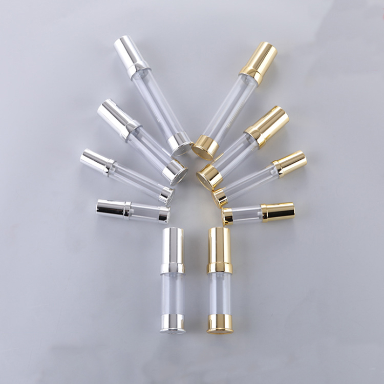 5ml 10ml 30ml Empty Pump Bottles Gold Silver 15ml Airless Bottle for Cosmetic Emulsion Essence Cosmetics Container