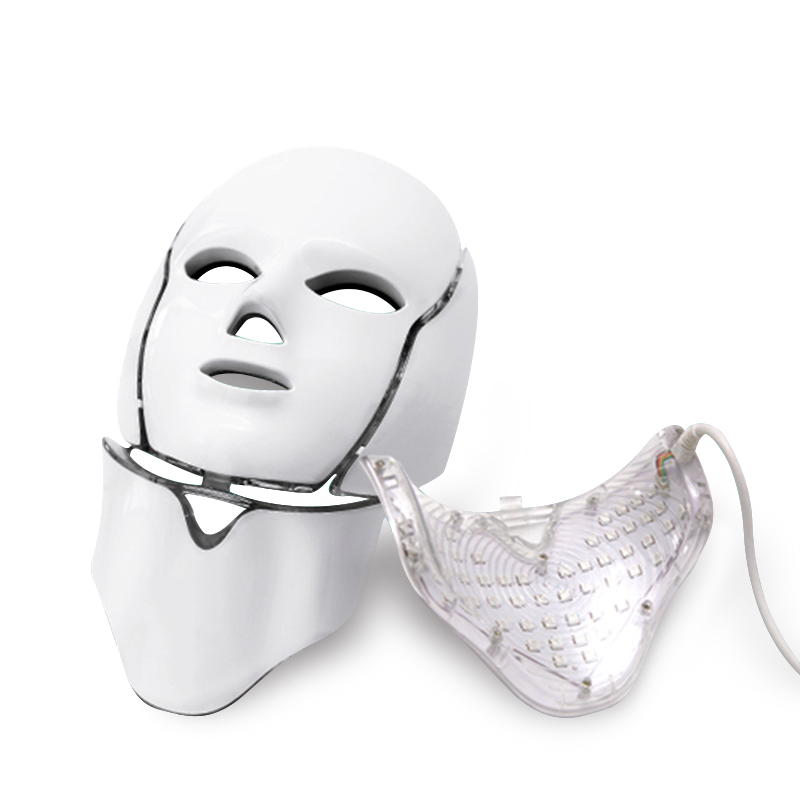 7 Color LED light Therapy face Beauty Machine LED Facial Neck Mask With Microcurrent for skin whitening device dhl free shipment