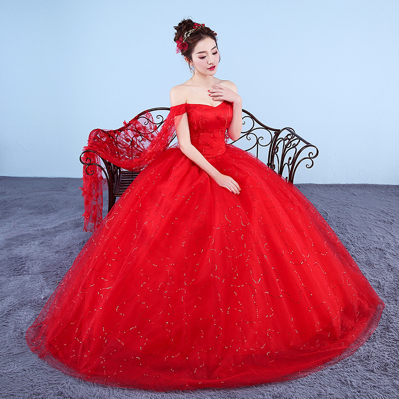 Custom Made Wedding Dresses 2020 New Red Romantic Bride Dress Plus Size Sweetheart Princess Gown Embroidery Vestido De Novia