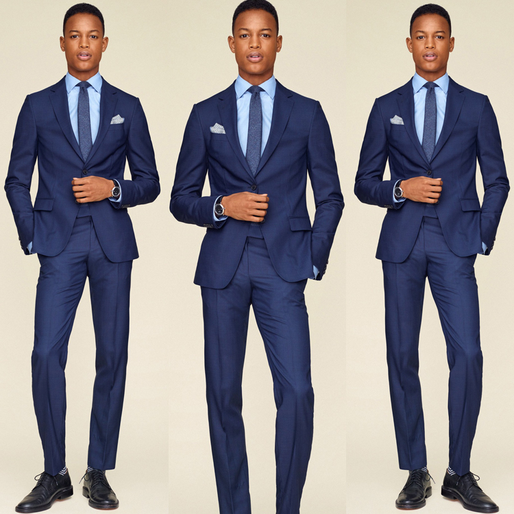 Handsome Navy Blue Men Wedding Suits Shawl Lapel One Button Groom Wear High Quality Formal Business Blazer
