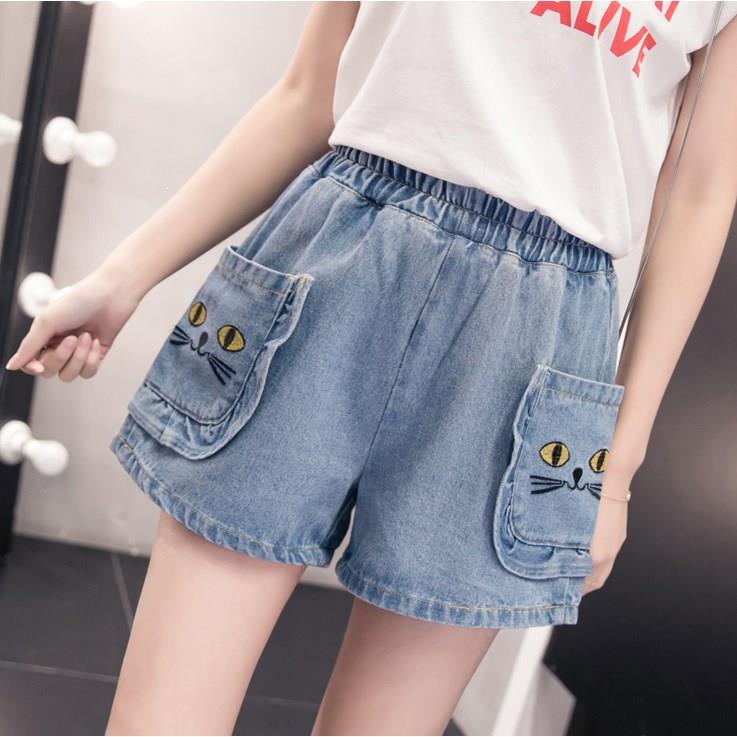 Elastic Waist Embroidery Cat Jeans Woman Plus Size Wide Leg Pants Trousers Loose High Waist Denim Casual Jeans, Blue
Elastic Waist Embroidery Cat Jeans Woman Plus Size Wide Leg Pants Trousers Loose High Waist Denim Casual Jeans, Blue