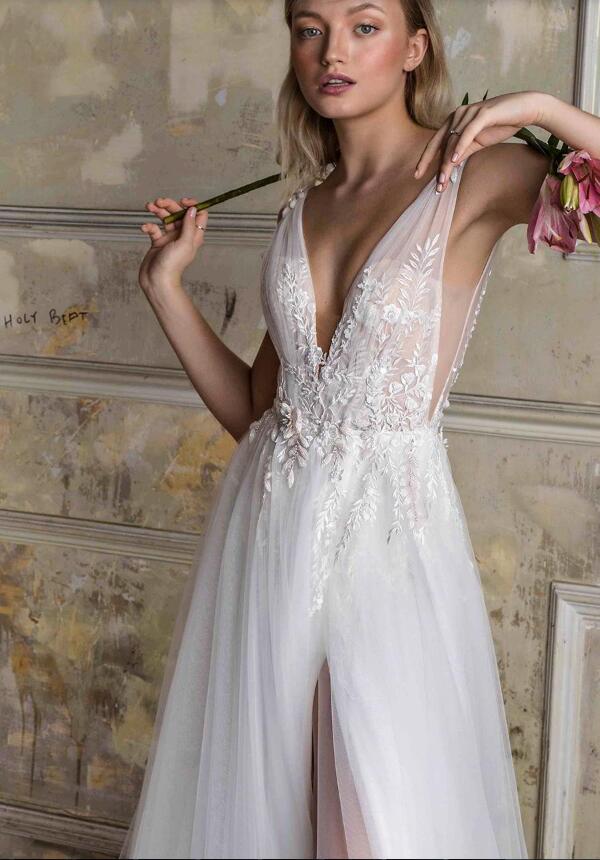 Limor Rosen 2019 Beach Wedding Dresses Deep V Neck Lace Appliqued Sexy Side Split Backless Bridal Gowns Sweep Train Cheap Boho Wedding Dress