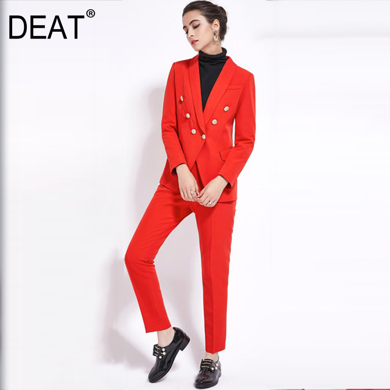 DEAT 2020 new women fashion clothing turn-down collar full sleeves double breasted single blazer and full length suit office, Pink
DEAT 2020 new women fashion clothing turn-down collar full sleeves double breasted single blazer and full length suit office, Pink