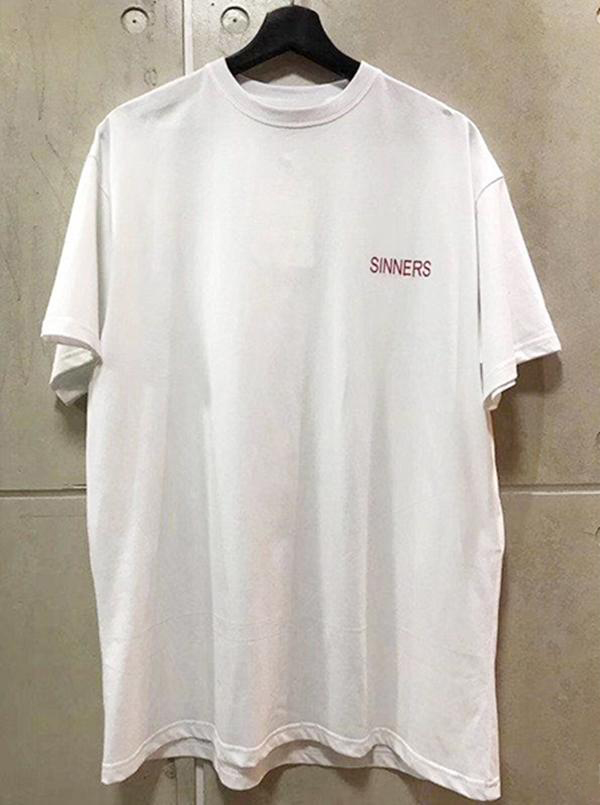 18ss Fashion High Quality Letter Printing Men Women Sinners Golden Print T Shirt Casual Cotton Tee Top