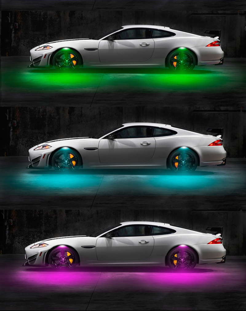 4pcs/lot Car Wheel Eyebrow Lght Atmosphere LED Auto Wheel Eyebrow Neon Tire Lights 7 Colors