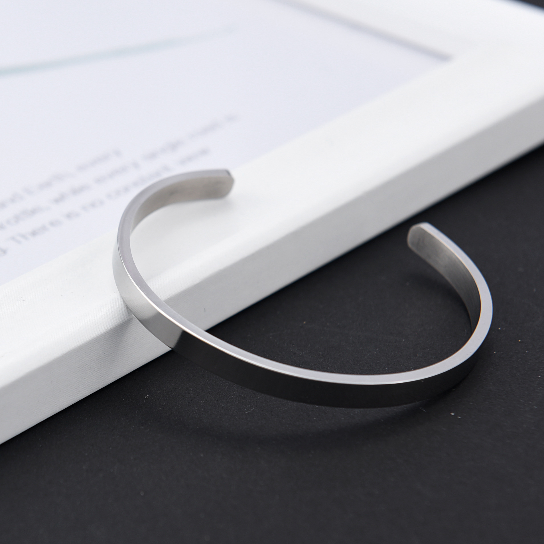 New PersonalizedStainless Steel Gold Silver Black Womens Blank Open Cuff Bangle Bracelet 5mm *15 .5cm Thin Wristband Lover Gifts Wholesale