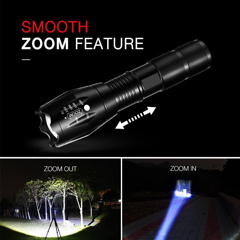 Outdoor Led flashlight 2000LM Ultra Bright linterna Waterproof Torch T6 Camping lights 5 Modes Zoomable Light