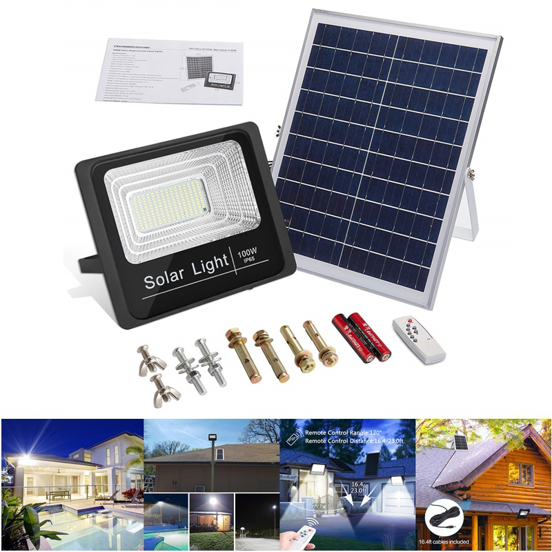 

Solar led lights 25W 40W 60W 100W Spotlight IP66 Waterproof Floodlight Remote control Solar Lamp for Garden Street Garage Park