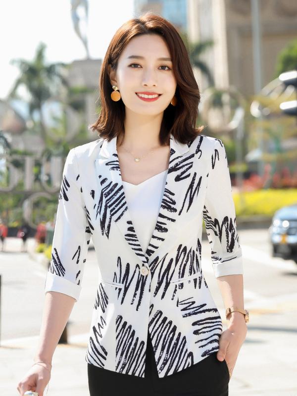 Small Suit Coat Women' 2020 Spring New Style Geometric Pattern Printed Casual Blazer Three-quarter-length Sleeve, Singleton 
Small Suit Coat Women' 2020 Spring New Style Geometric Pattern Printed Casual Blazer Three-quarter-length Sleeve, Singleton