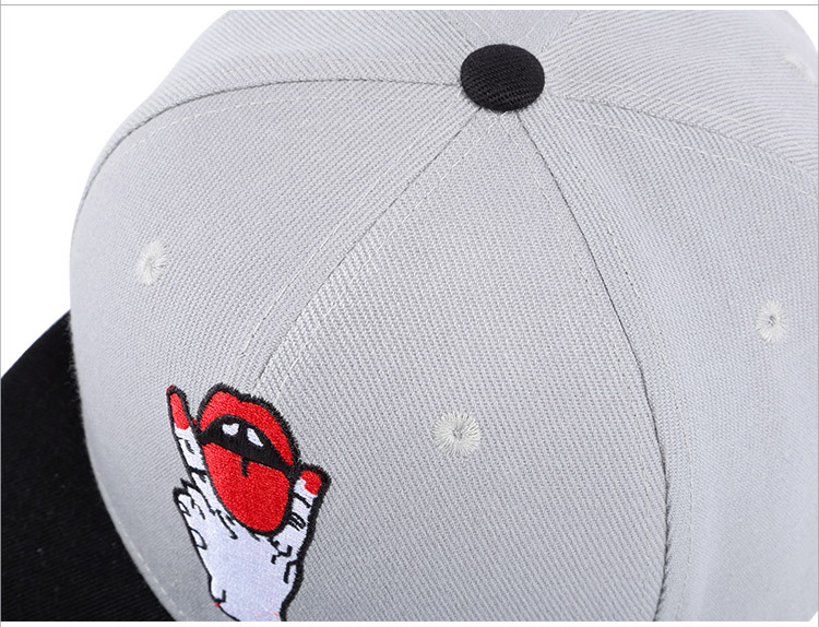 Fashion-Europe United States Cross-border Fashion Trend Cap Personality Punk Tongue Embroidery Men and Women Wild Flat Hat
