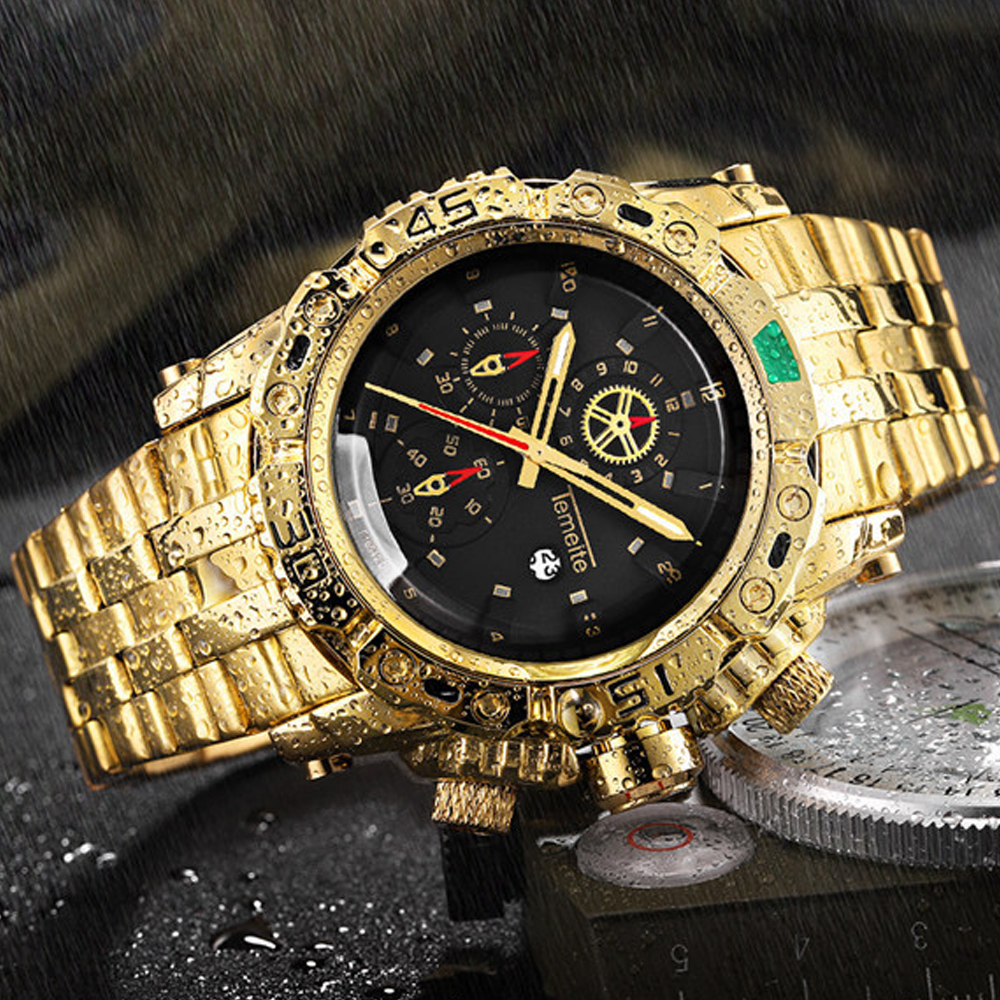 Temeite Golden Men's Watches Business Waterproof Quartz Watch Men Male Sport Wristwatch Relogio Dourado Masculino Dropshipping, Slivery;brown
Temeite Golden Men's Watches Business Waterproof Quartz Watch Men Male Sport Wristwatch Relogio Dourado Masculino Dropshipping, Slivery;brown