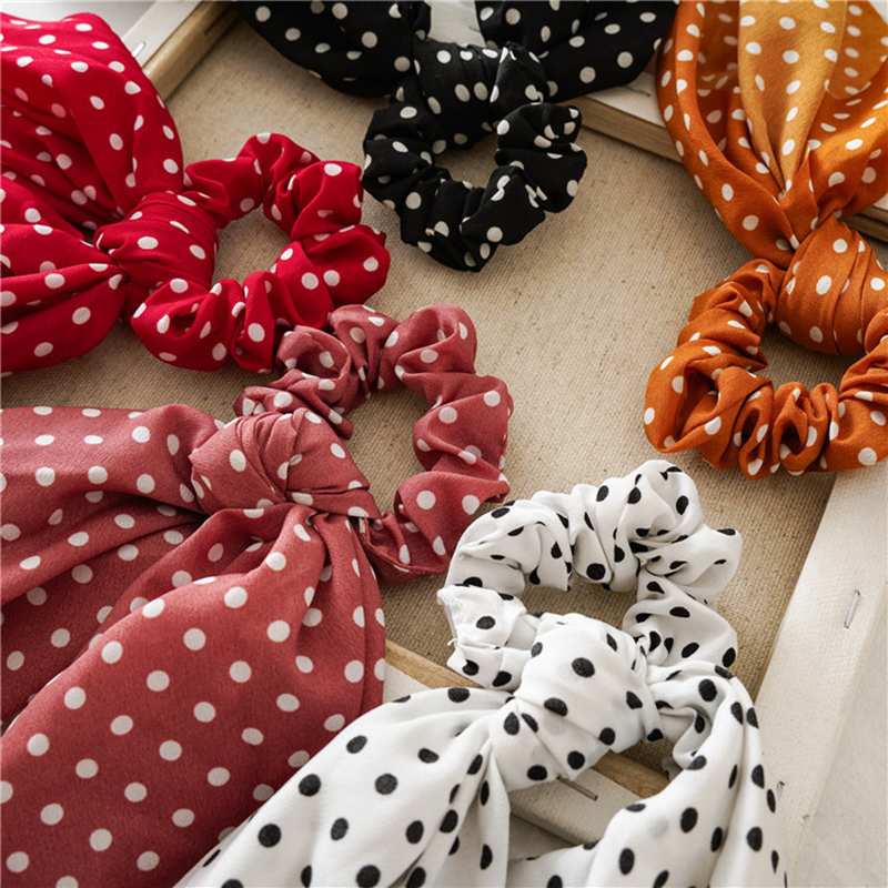 Fashion Polka Dot Streamers Bowknot Scrunchie Elastic Hair Bands Women Hair Rope Ties Ribbon Bands Sweet Girls Accessories
Fashion Polka Dot Streamers Bowknot Scrunchie Elastic Hair Bands Women Hair Rope Ties Ribbon Bands Sweet Girls Accessories