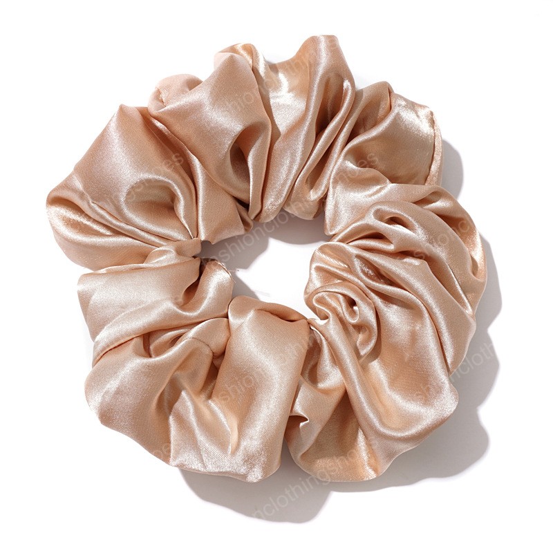 Ins Big Size Bright Color Hair Scrunchies Women Silk Scrunchie Elastic Hair Bands Girls Headwear Donut Grip Loop Ponytail Holder
