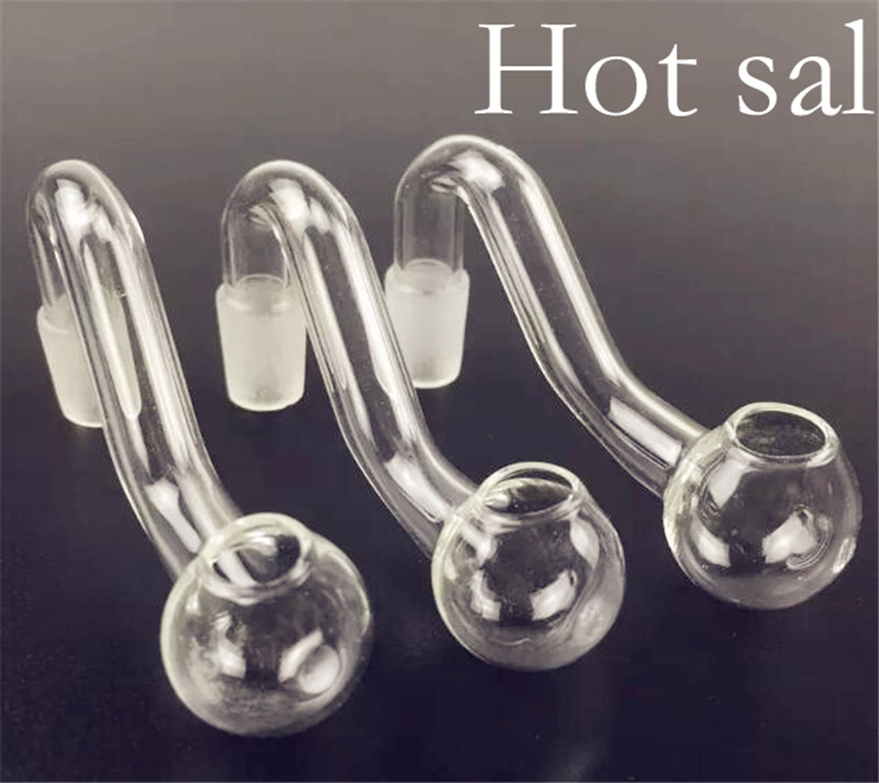 Glass Oil Burner Pipes With 10mm 14mm 18mm Male Female Pyrex Glass Oil Burner Bubbler Smoking Water Hand Pipe 2pcs