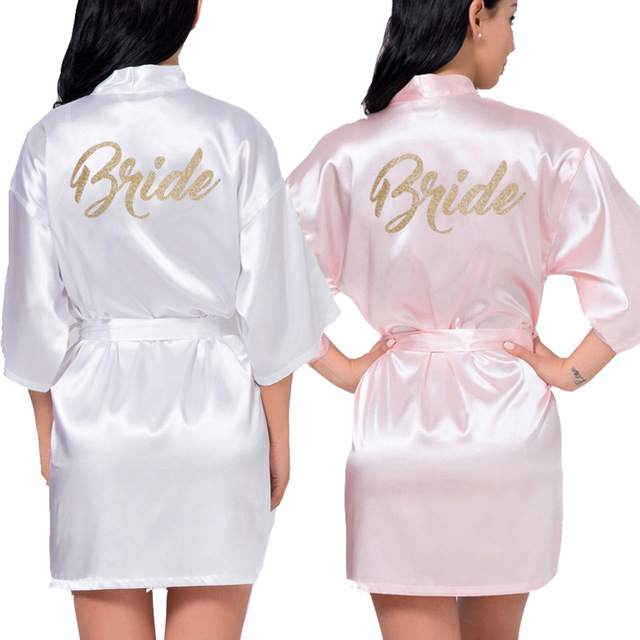 Women&#039;s Satin Wedding Kimono Bride Gold Robe Sleepwear Bridesmaid Robes Pajamas Bathrobe Nightgown Spa Bridal Robes Dressing Gown от DHgate WW