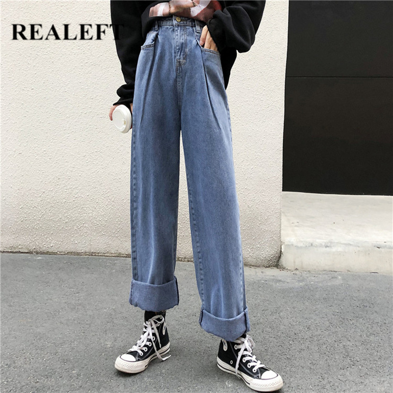 REALEFT 2020 New Spring Fashion Wide Leg Jeans Women High Waist Casual Ladies Trousers Female Denim jeans for Women Pants, Blue
REALEFT 2020 New Spring Fashion Wide Leg Jeans Women High Waist Casual Ladies Trousers Female Denim jeans for Women Pants, Blue