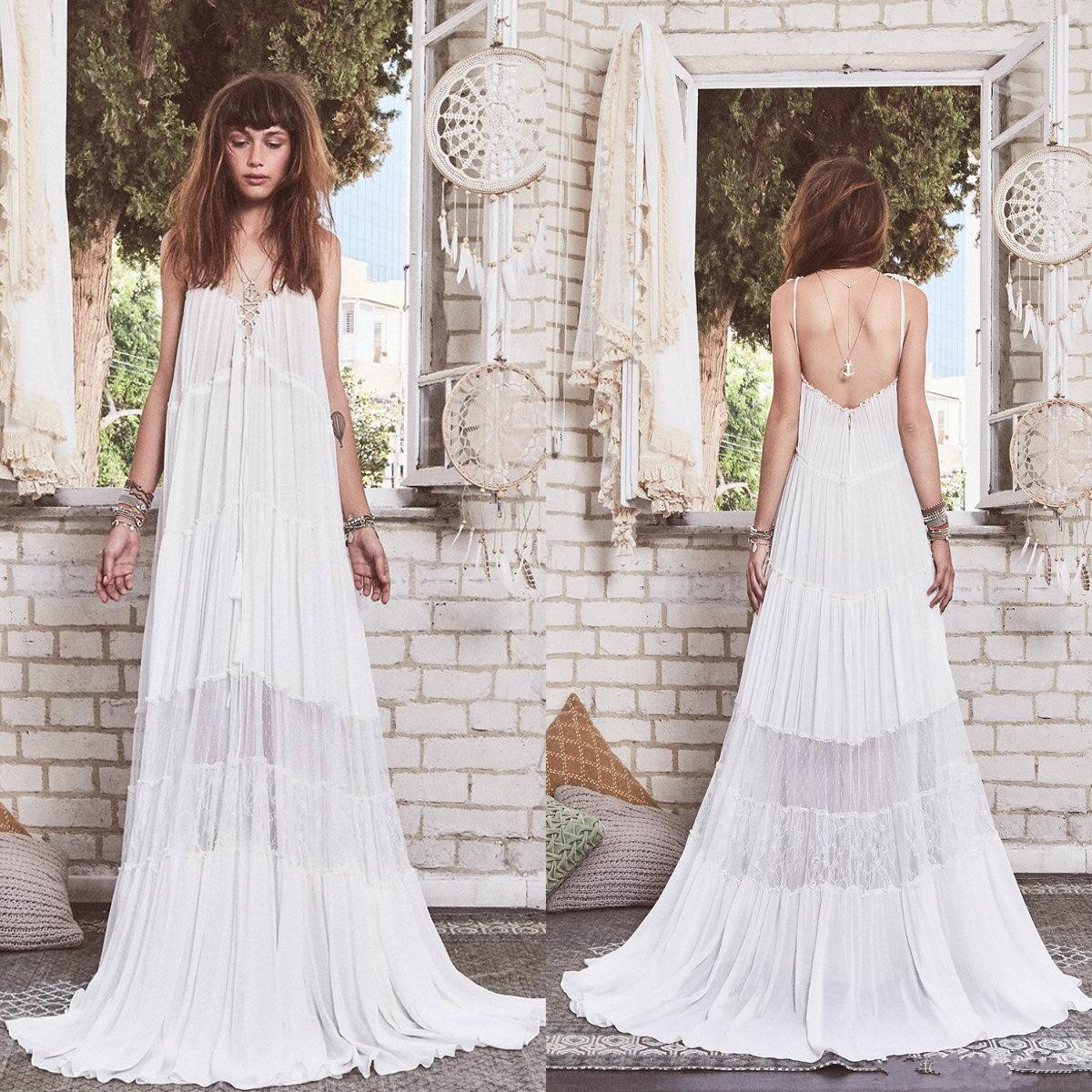 Inbal Raviv Summer Boho 2019 Beach Wedding Dresses Bohemian Lace A Line Cheap Chiffon Wedding Dress Bridal Gowns Vestidos De Novia