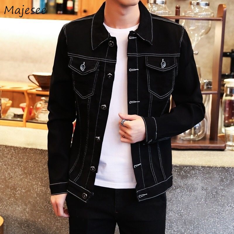 Jackets Men Denim Korean Style Chic Retro Thin Simple Spring Mens Jacket Chaqueta Outwear Trendy Vintage Coat Comfortable Casual, Black
Jackets Men Denim Korean Style Chic Retro Thin Simple Spring Mens Jacket Chaqueta Outwear Trendy Vintage Coat Comfortable Casual, Black