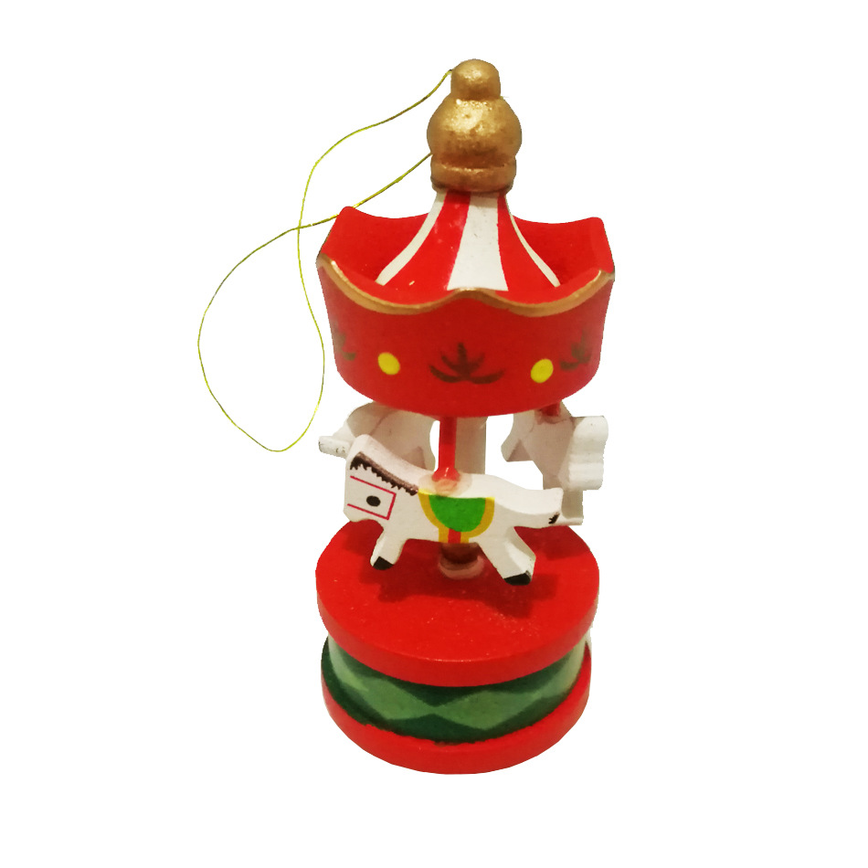 300pcs Vintage Wood Carousel Horse Christmas Tree Pendant Hanging Ornaments Romatic Wedding Birthday Party Decoration lin4616