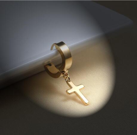 7 Colors earring Allergy Free Cross Ear Clasp Fashionable Titanium Punk Ear Studs Stainless Steel Earrings GB1586