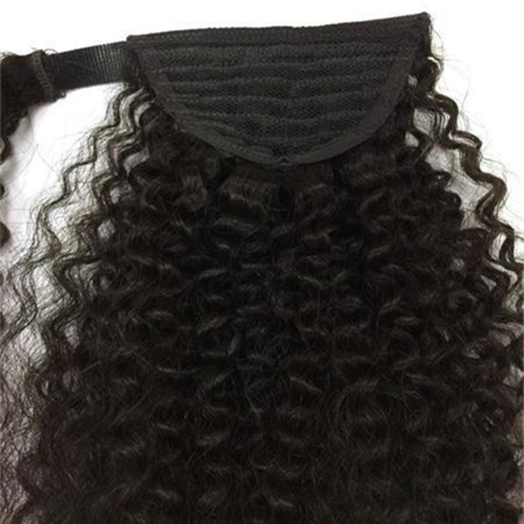 Kinky Curly Ponytail Wrap Drawstring Brazilian Virgin Human Hair Extensions Natrual Black Clip in wavy Remy Hair Pieces for Black Women 140g
