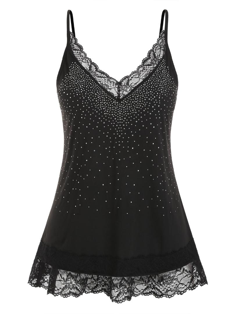 Rosegal Plus Size Camis Shirt Summer Fashion Womens Rhinestone Lace Sexy Tank Top Female T-Shirt Spaghetti Strap Camisole Tees, Black
Rosegal Plus Size Camis Shirt Summer Fashion Womens Rhinestone Lace Sexy Tank Top Female T-Shirt Spaghetti Strap Camisole Tees, Black