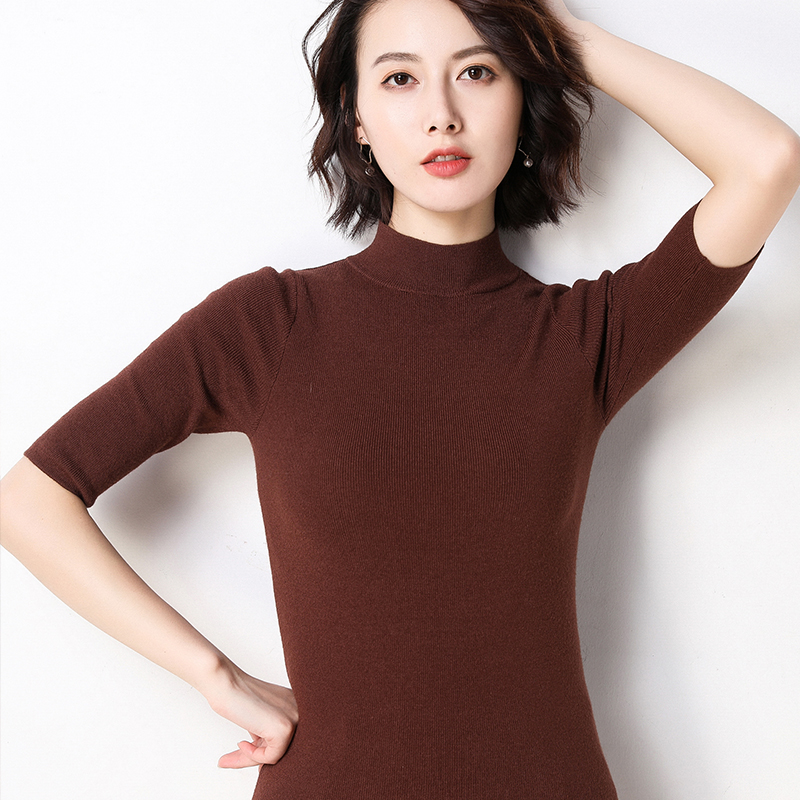 Gejasainyu2019New Spring Women Sweaters Short Sleeve Turtleneck Cashmere Sweater Women Knitted Pullover Sweter Summer Tops