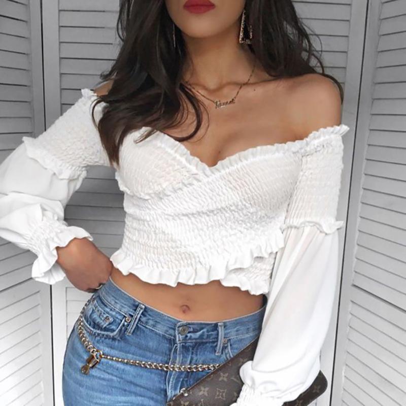 Slash Neck Women Blouse Short Ruffle Shirt Female Elegant Summer Sexy Puff Sleeve Crop Tops Ladies Office Casual Blouses New, Black
Slash Neck Women Blouse Short Ruffle Shirt Female Elegant Summer Sexy Puff Sleeve Crop Tops Ladies Office Casual Blouses New, Black