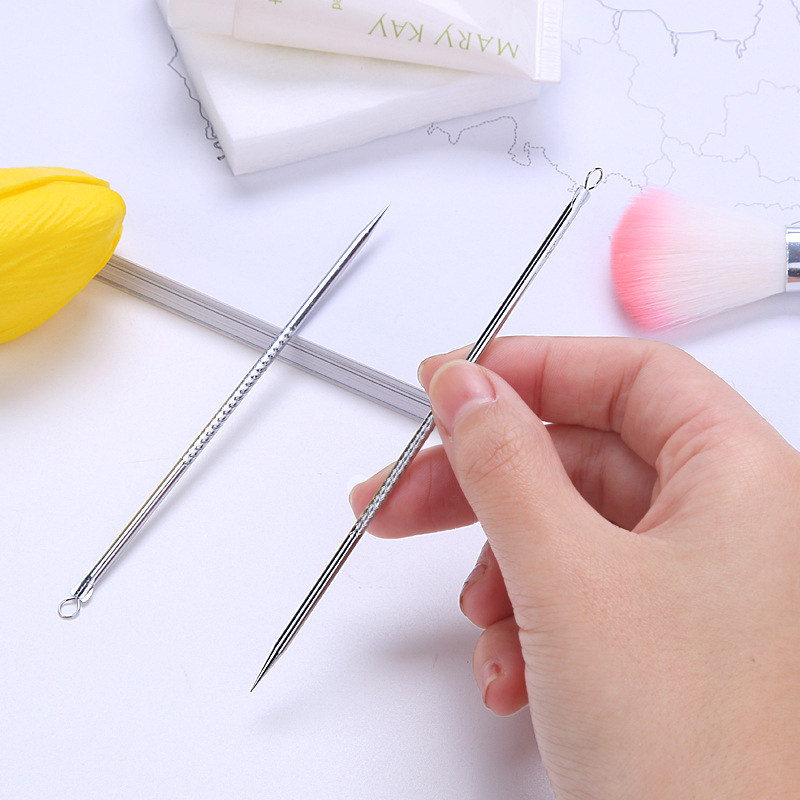 New Silver Blackhead Comedone Acne Blemish Extractor Remover Cosmetic Tool Stainless Needles Remove Tool 8cm WB2211