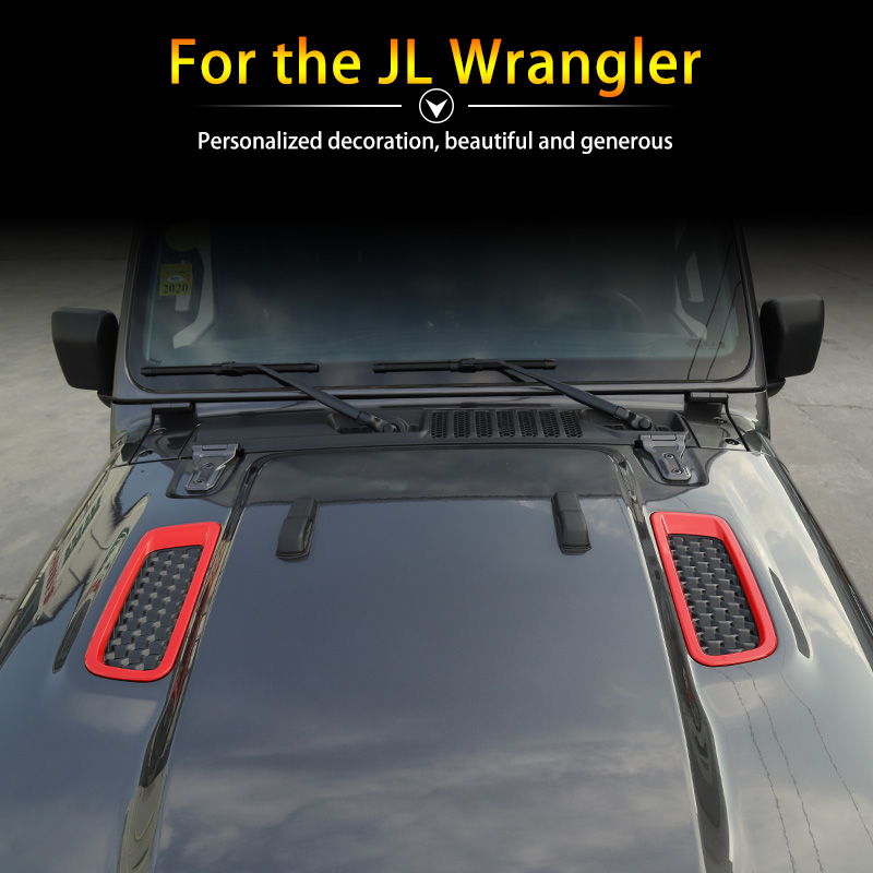 Red Car Engine Hood Air AC Outlet Vent Decoration Cover Sticker For Jeep Wrangler JL 2018+ Auto Exterior Accessories