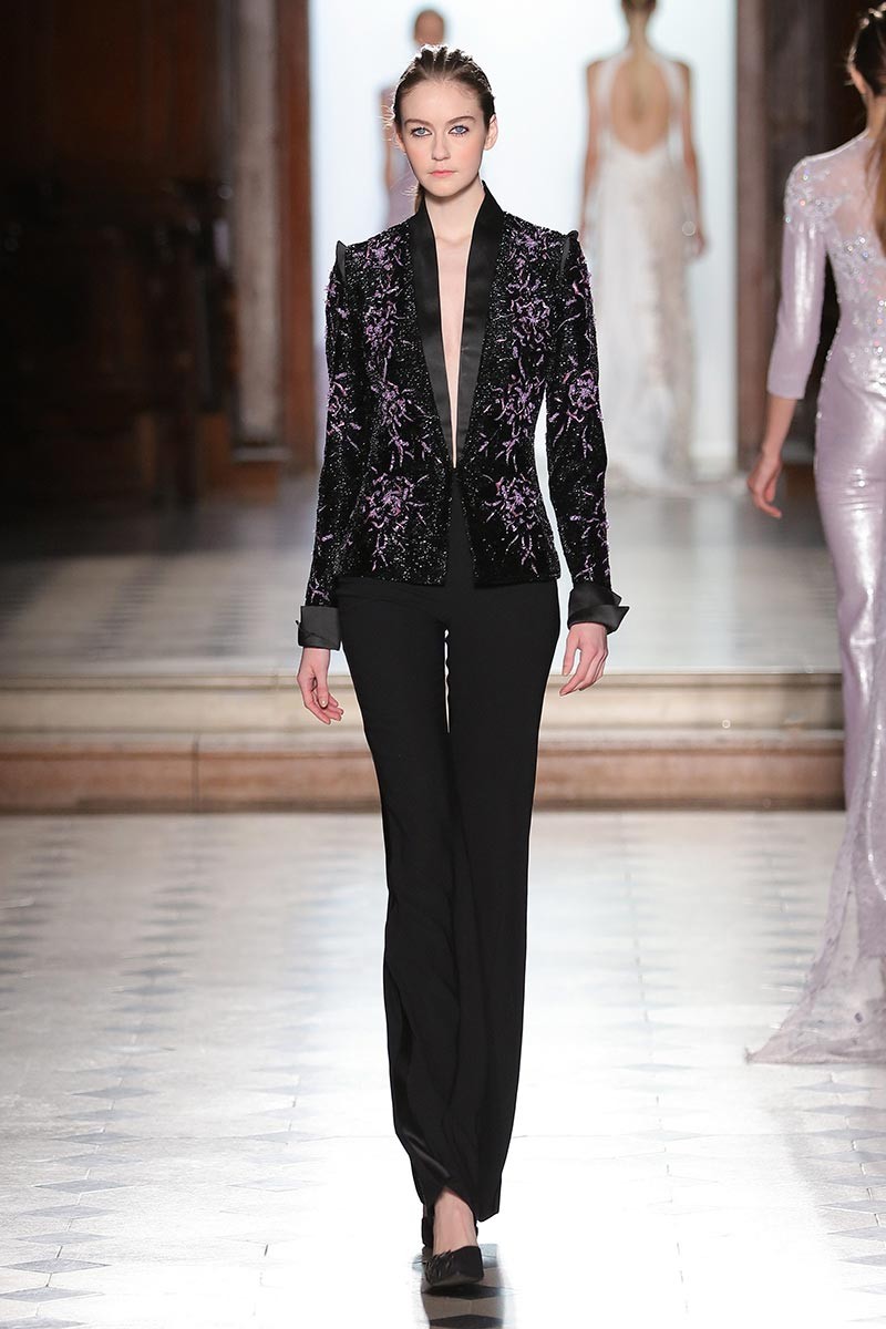 Tony Ward 2019 Pant Suits Mother Of the Bride Dresses Long Sleeve Black Beading Wedding Guest Dress Sexy Prom Evening Gowns