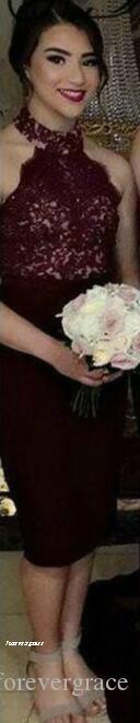 2019 Vintage Burgundy Country Style Bridesmaid Dress Halter Garden Formal Wedding Party Guest Maid of Honor Gown Plus Size Custom Made