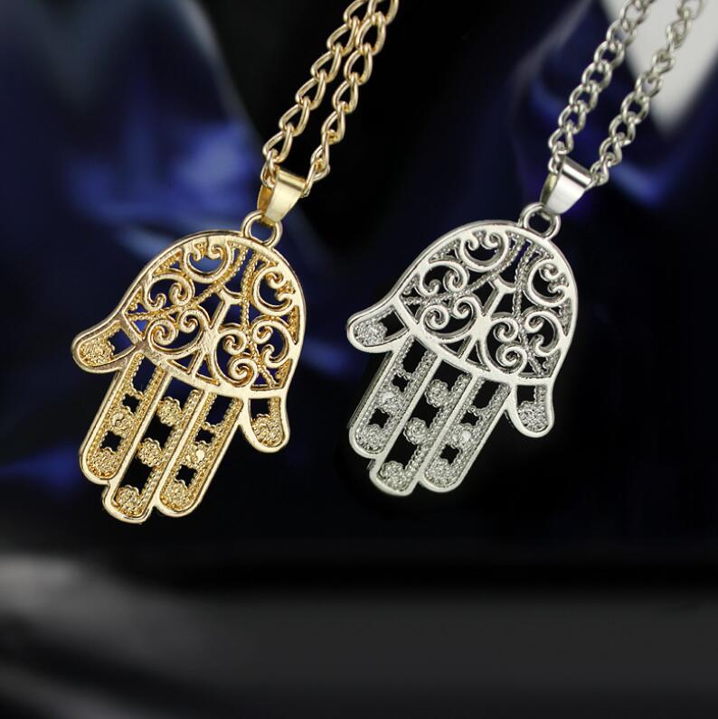 Design Hand Palm Shape Sliver Gold Color Pendants Necklace For Women Lucky Fatima Hamsa Hand Necklace Chain Gift Jewelry
Design Hand Palm Shape Sliver Gold Color Pendants Necklace For Women Lucky Fatima Hamsa Hand Necklace Chain Gift Jewelry