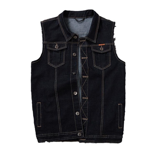 Idopy Classic Denim Vest Men Sleeveless Jean Jacket Vests Turn-down Collar Waistcoat For Men Big and Tall Plus Size M-8XL