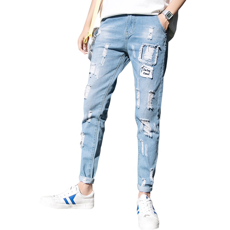 2019 autumn new men's hole jeans slim straight wild fashion make up men's washed casual pants tide, Sky blue
2019 autumn new men's hole jeans slim straight wild fashion make up men's washed casual pants tide, Sky blue
