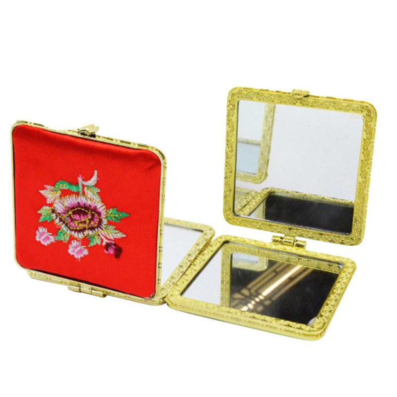 Portable Mini Vintage Makeup Mirrors Compact Pocket Floral Mirror Two-side Folding Make Up Mirror Cosmetic Tool F3770