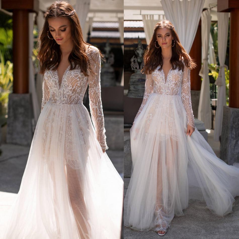 2019 Milla Nova Summer Lace Wedding Dresses Appliqued Deep V Neck Long Sleeve Bridal Gowns Sweep Train A Line Boho Wedding Dress, Champagne
2019 Milla Nova Summer Lace Wedding Dresses Appliqued Deep V Neck Long Sleeve Bridal Gowns Sweep Train A Line Boho Wedding Dress, Champagne
