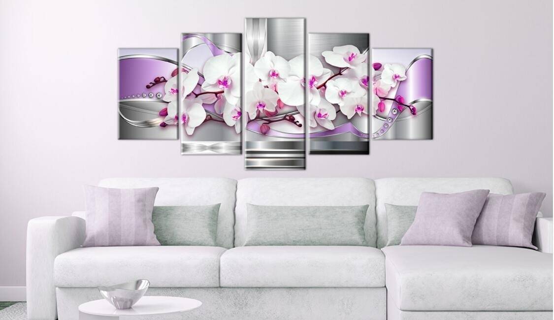 5Pcs/set ( No Frame ) Canvas Print Modern Fashion Wall Art the Diamond Orchid Flower for Home Decoration