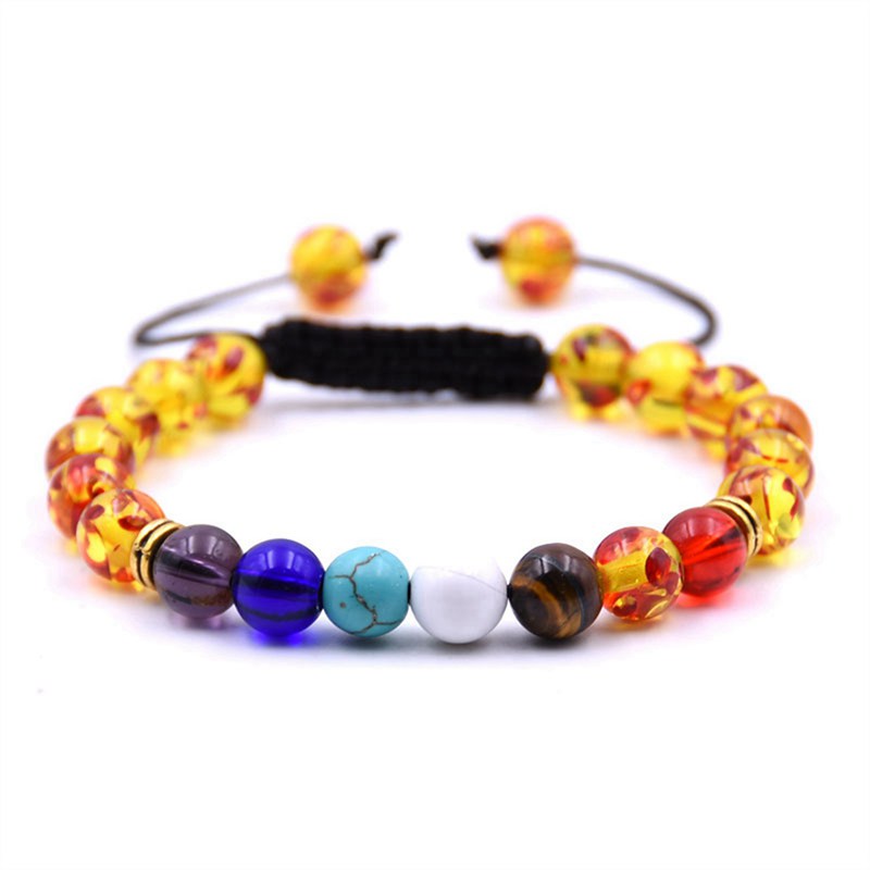 Ladies 8mm Lava Rock 7 Chakras Aromatherapy Essential Oil Disperser Bracelet Braided Natural Stone Yoga Bead Bracelet Bracelet