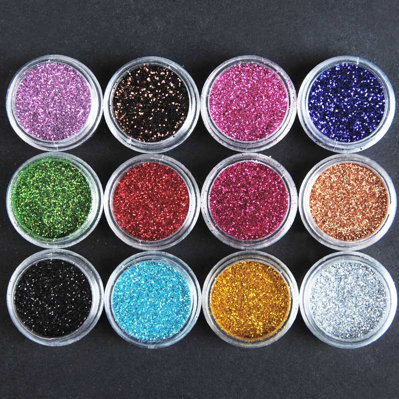Acrylic Nail Art Kit Manicure Set 12 Colors Nail Glitter Powder Decoration Acrylic Pen Brush Art Tool Kit For Beginners