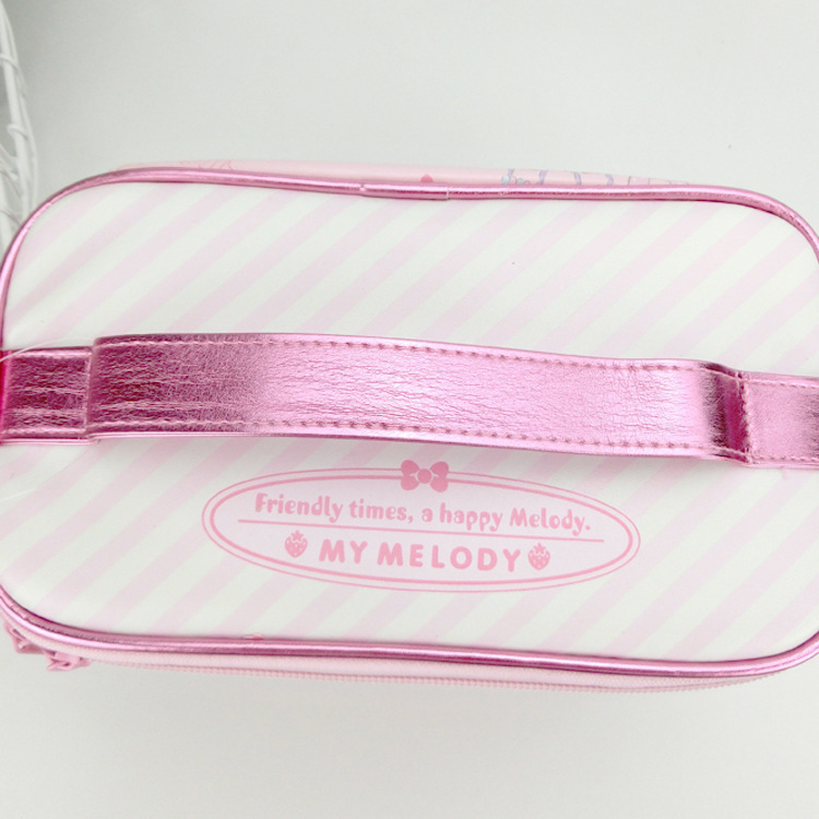 Cartoon My Melody Pink PU Leather Makeup Bag Cosmetic Bags Make Up Box Women Beauty Case Storage Toiletry Bag T200519