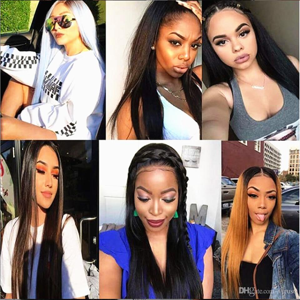 360 Transparent Lace Front Human Hair Wigs Brazilian Straight Glueless 13x4 Lace Frontal Wig for Black Women Preplucked