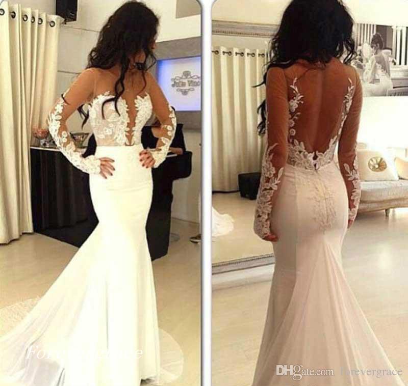 2019 New Backless Mermaid Evening Dress Jewel Illusion Long Sleeves African Formal Wear Party Gown Custom Made Plus Size