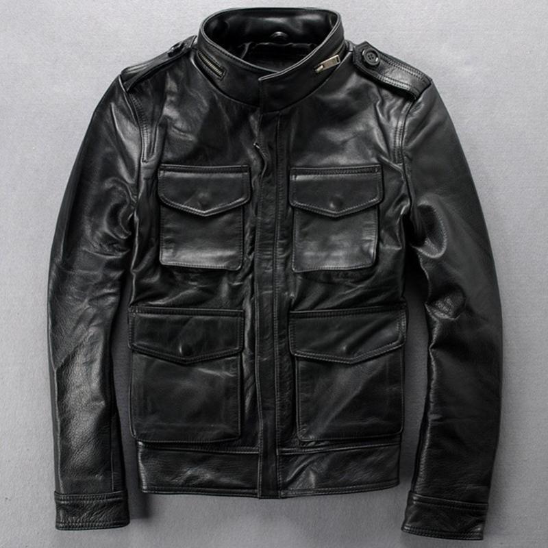 M65 genuine Fashion leather black real cowskin slim fit motorcycle men men's casual biker jacket with pockets
M65 genuine Fashion leather black real cowskin slim fit motorcycle men men's casual biker jacket with pockets