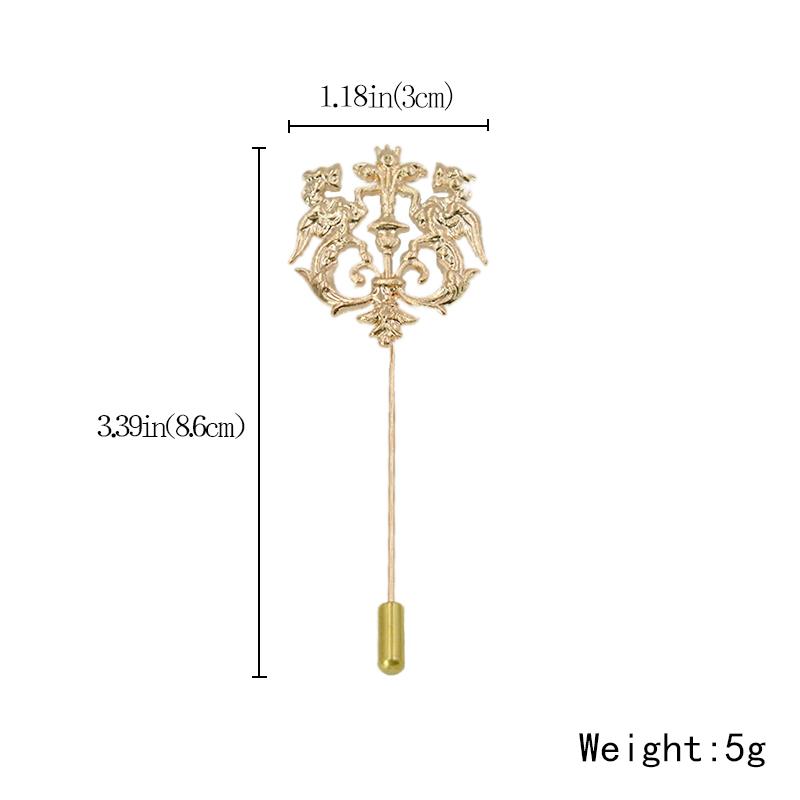Wholesale- Bronze Gold Silver Tone Classic Hollow Double Lion Lapel Pins For Men Suit Accessories Stick Brooch Pins Wedding Party Jewelry
